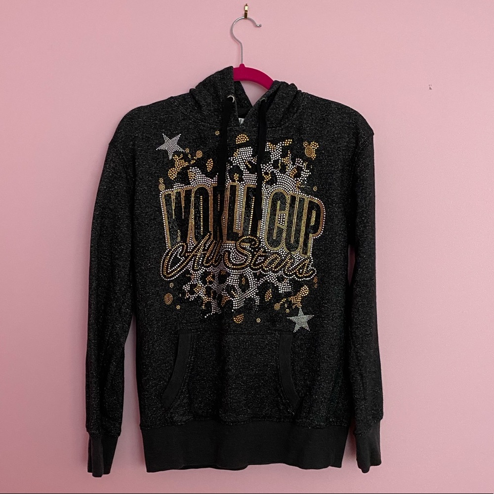 RARE World Cup Cheer Black Glitter Sweatshirt